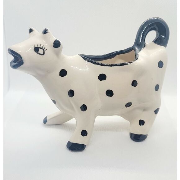 Other - Vintage White With Black Spots Cow Creamer Hand Painted By Isabelle